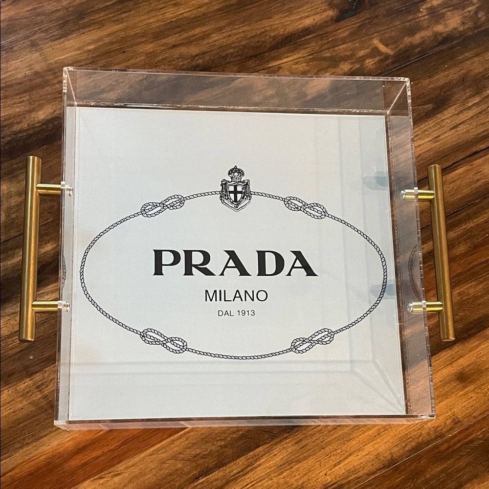 Prada Acrylic and Gold Accent Tray